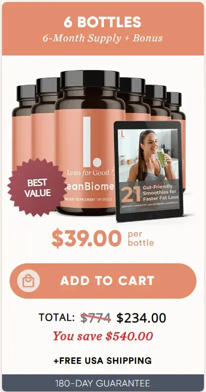 Buy 6 bottle LeanBiome in Package For $234!